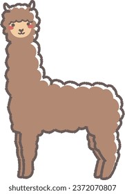 Illustration of a fluffy alpaca (full body)