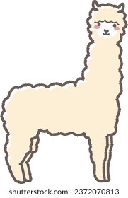 Illustration of a fluffy alpaca (full body)