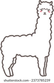 Illustration of a fluffy alpaca (full body)