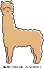 Illustration of a fluffy alpaca (full body)