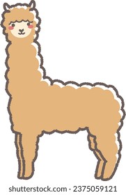 Illustration of a fluffy alpaca (full body)