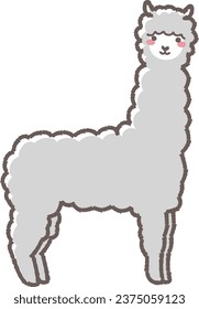 Illustration of a fluffy alpaca (full body)