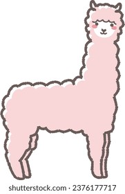 Illustration of a fluffy alpaca (full body)