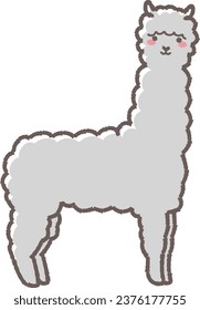 Illustration of a fluffy alpaca (full body)