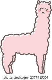 Illustration of a fluffy alpaca (full body)