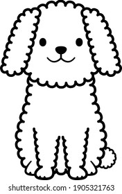 Illustration of a fluffy dog sitting facing the front