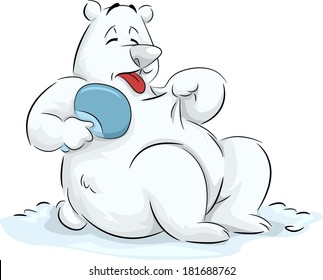 Illustration of a Fluffy Polar Bear Trying to Cool Itself Down