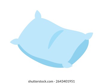 Illustration of a fluffy soft blue pillow isolated on a white background