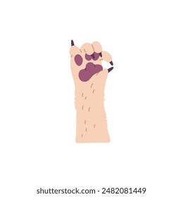 An illustration with a fluffy white paw of a puppy with the ok gesture. Vector animal drawing featuring cute dog paws for creating a veterinary clinic logo.