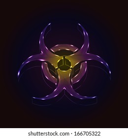 An illustration of a fluorescent biohazard symbol. 