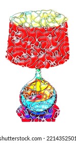 Illustration of a fluorescent-colored table lamp.Vector picture.