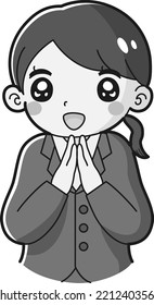 Illustration of a fluttering woman in a suit