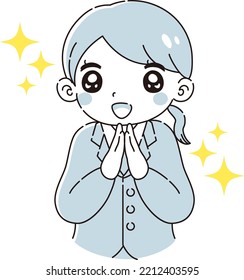 Illustration of a fluttering woman in a suit