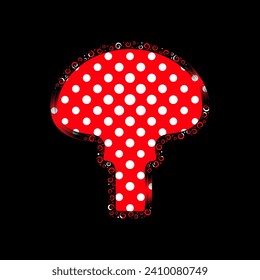 Illustration of fly agaric mushroom silhouette with red and white texture. Vector colored background.