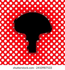 Illustration of fly agaric mushroom silhouette with red and white texture. Vector colored background.