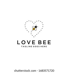 Illustration fly bee with heart sign abstract modern logo inspiration