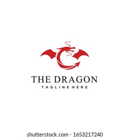 Illustration fly dragon sign abstract modern logo design inspiration template