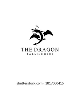 Illustration fly dragon sign abstract modern logo design inspiration template