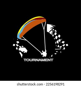 Illustration fly parachute logo or icon for extream sport.vector
