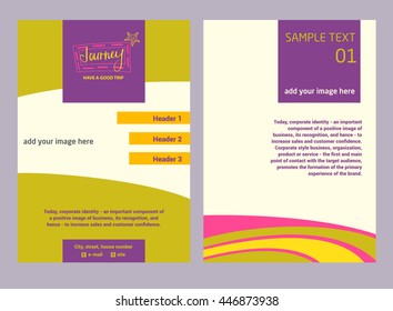 Illustration flyer for advertising tourism companies, tour operators. Design logotype of cruise travel. Journey have a good trip.