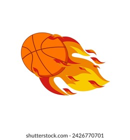 Illustration of Flying Basket ball on fire