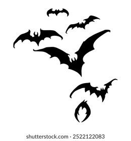 Illustration of flying bats, source design