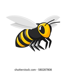 Illustration of flying bee isolated on white background. Insect icon. Vector EPS 10. 