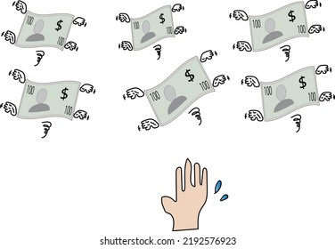 Illustration des billets de vol et des mains