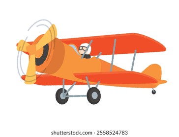 Illustration of a flying biplane