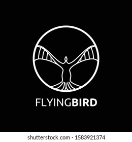 Illustration flying bird book logo design vector line concept