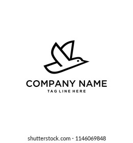 Illustration of flying bird modern simple clean with the concept line art logo design