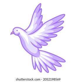 Illustration of flying dove. Cartoon stylized picture.