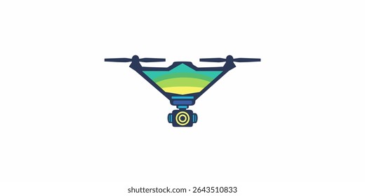 illustration of a flying drone with a camera