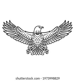 Illustration Flying Eagle Bald Eagle Black Stock Vector (Royalty Free ...