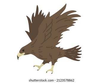 Illustration of a flying hawk.