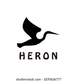 Illustration flying heron silhouette simple elegant logo vector