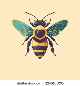 Illustration of flying honey bee bumblebee character logo mascot flat color vector