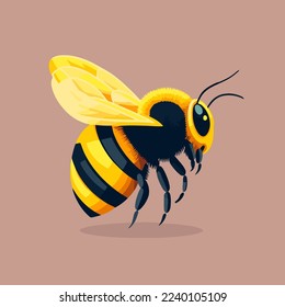 Ilustración de la abeja de miel voladora personaje de abejorro mascota de color plano vector