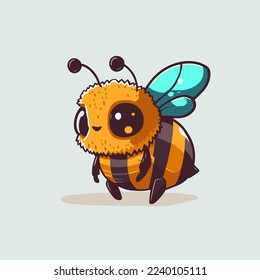 Ilustración de la abeja de miel voladora personaje de abejorro mascota de color plano vector