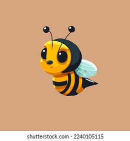 Illustration of flying honey bee bumblebee character logo mascot flat color vector