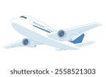 Illustration of a flying jumbo jet