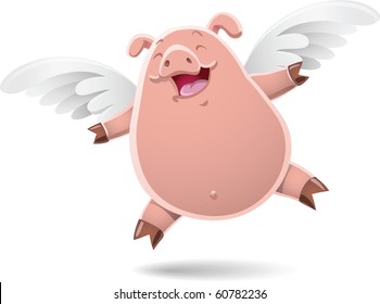 Illustration of flying pig