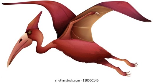 Illustration of a flying pterosaur