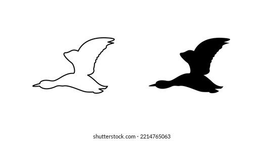 Illustration of Flying Sea Duck icon design template