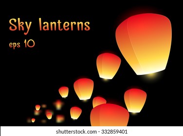 Illustration of a flying sky lanterns for your creativity