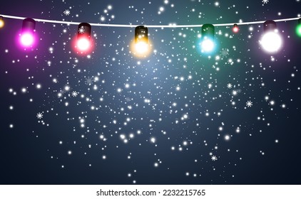 Illustration of flying snow on a transparent background.Natural phenomenon of snowfall or blizzard.	