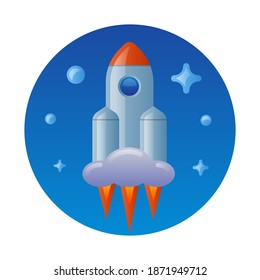 Illustration of the flying space rocket icon