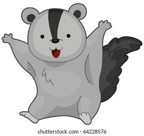 Illustration Of A Flying Squirrel Gliding In The Air