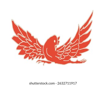 Illustration of the flying Suzaku, the guardian of the south of the four gods