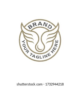 Illustration of flying wings logo with dripping water